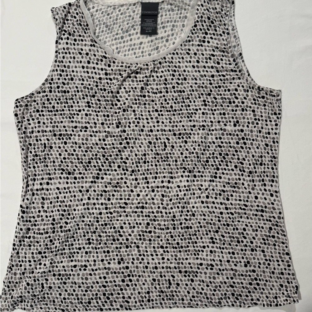 Covington Black, Gray and White Sleeveless Tank Top